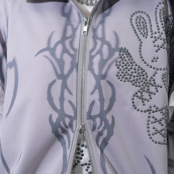 ACDC RAG - Nightmare Studded Bunny Ruffle Grey Oversized Jacket - Picture 6 of 11